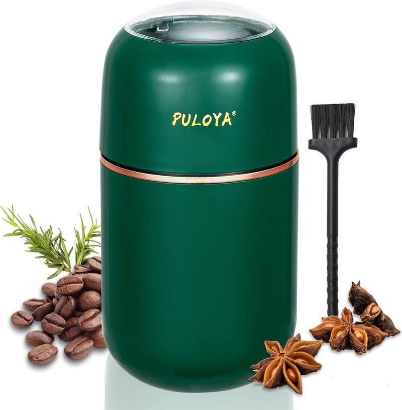 puloya Coffee Grinder Electric for Beans, Spices, Herbs, Grains and Nuts, Stainless Steel Blades, 2.8 oz, Green - Image 1